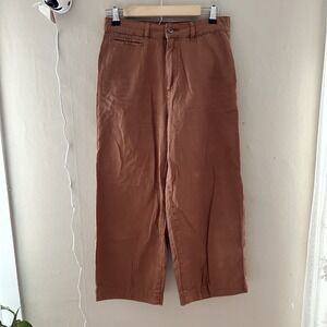 Cotton On Womens Wide Leg Crop Pants Size 6 Rust Brown High Rise Boho Hippie